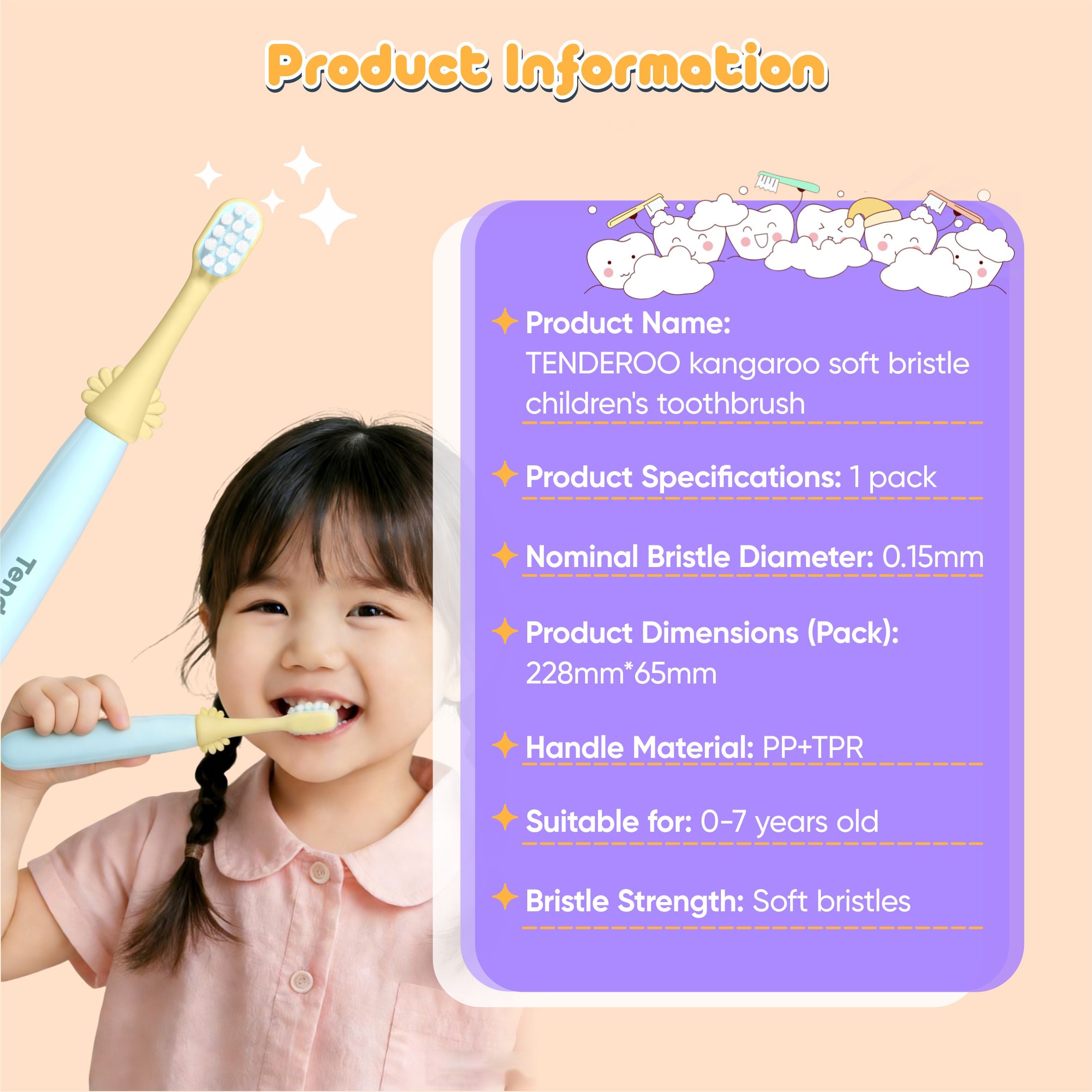 Tenderoo kangaroo soft bristle children's toothbrush